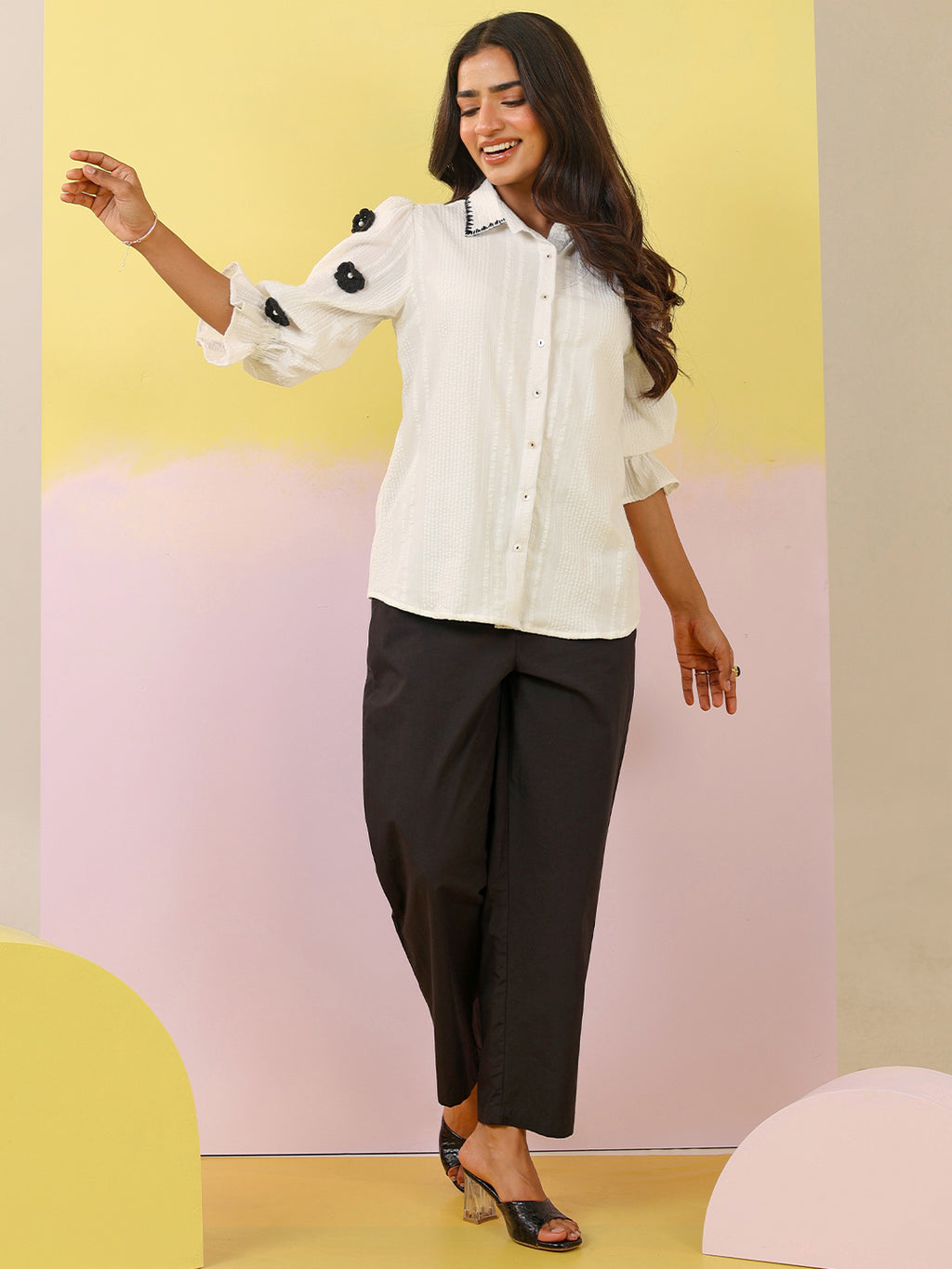 Black And White Embroidered Formal Co-Ords Set