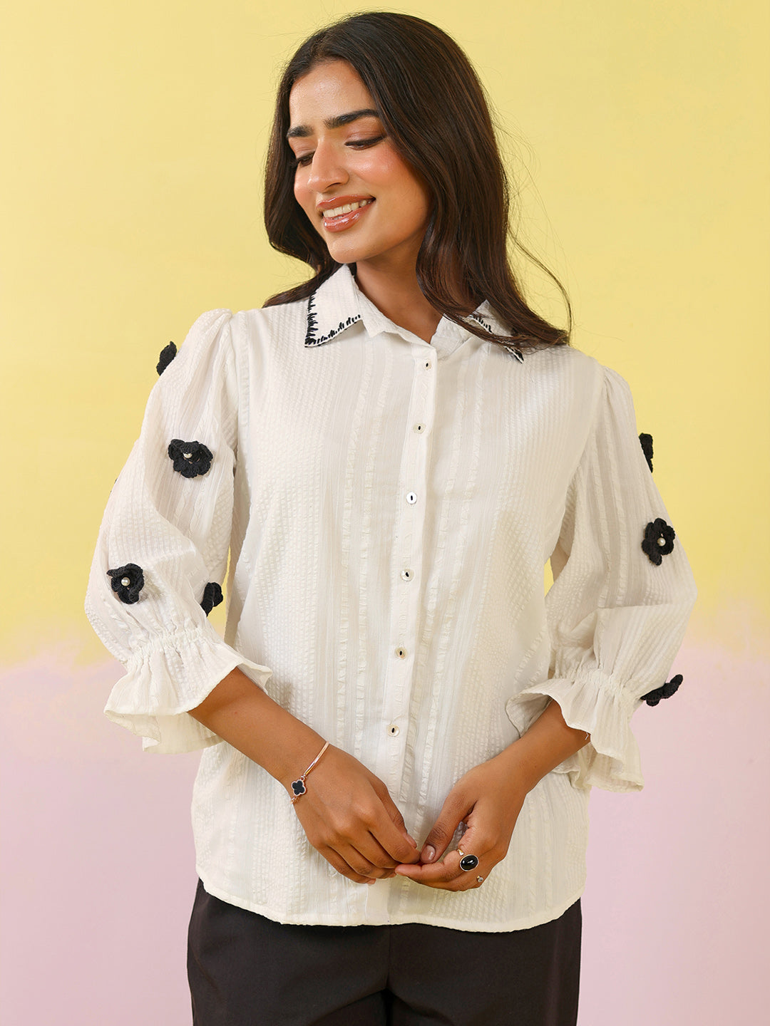 Black And White Embroidered Formal Co-Ords Set