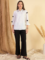 Embroidered White Shirt & Black Trouser Co-Ord Set
