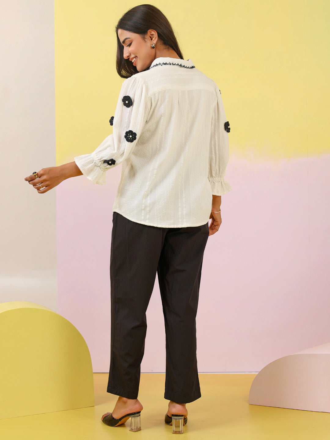 Black And White Embroidered Formal Co-Ords Set