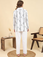White Embroidered Shirt & Trouser Co-Ord Set