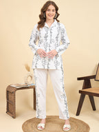 White Embroidered Shirt & Trouser Co-Ord Set
