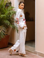 Cotton Embroidered Shirt With TrouserCo-Ords Set