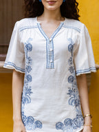 Cotton Embroidered Tunic With Trouser Co-Ords Set