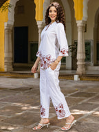 Cotton Embroidered Tunic With Trouser Co-Ords Set