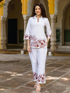 Cotton Embroidered Tunic With Trouser Co-Ords Set