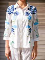 Zummer Women White Embroidered Cotton Co-Ord Set