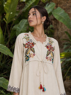 Zummer Off-White Embellished Cotton Co-Ord Set for Women