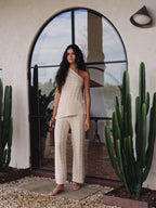 Zummer Women Beige One-Shoulder Pure Cotton Co-Ord Set