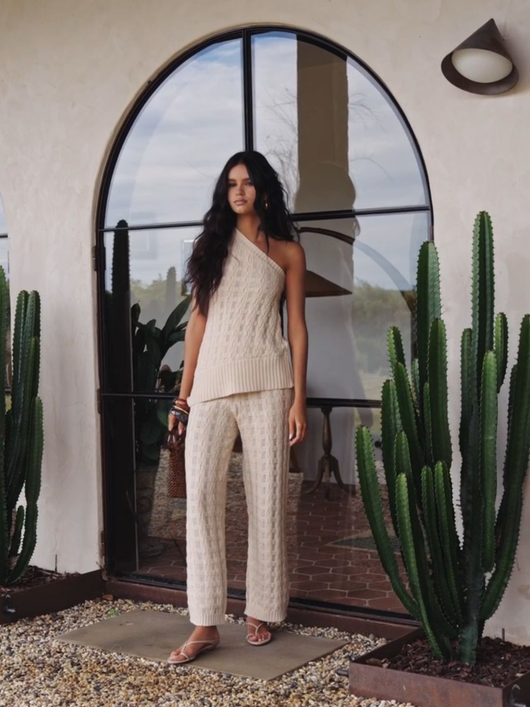 Zummer Women Beige One-Shoulder Pure Cotton Co-Ord Set