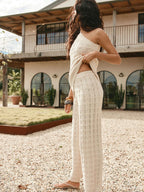 Zummer Women Beige One-Shoulder Pure Cotton Co-Ord Set