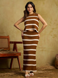 Zummer Striped Cotton Cord Set – Camel Brown