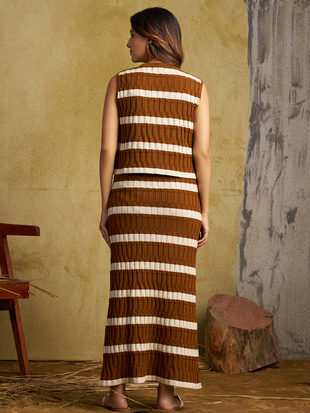 Zummer Striped Cotton Cord Set – Camel Brown