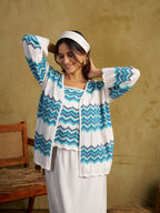 Zummer Women Multi Seamless Knitted Co-Ord Set With Jacket