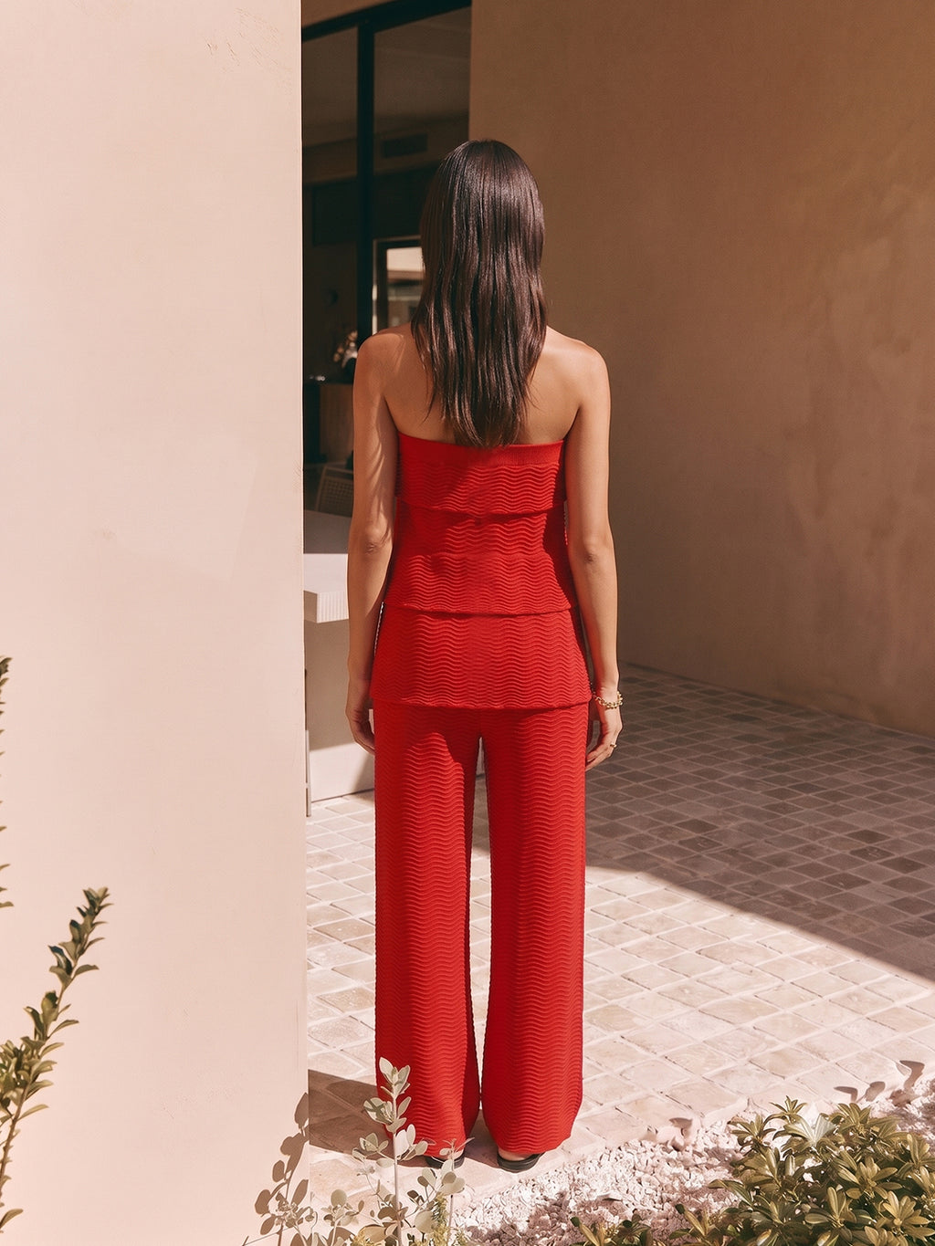 Zummer Off-Shoulder Cotton Co-Ord Set – Red
