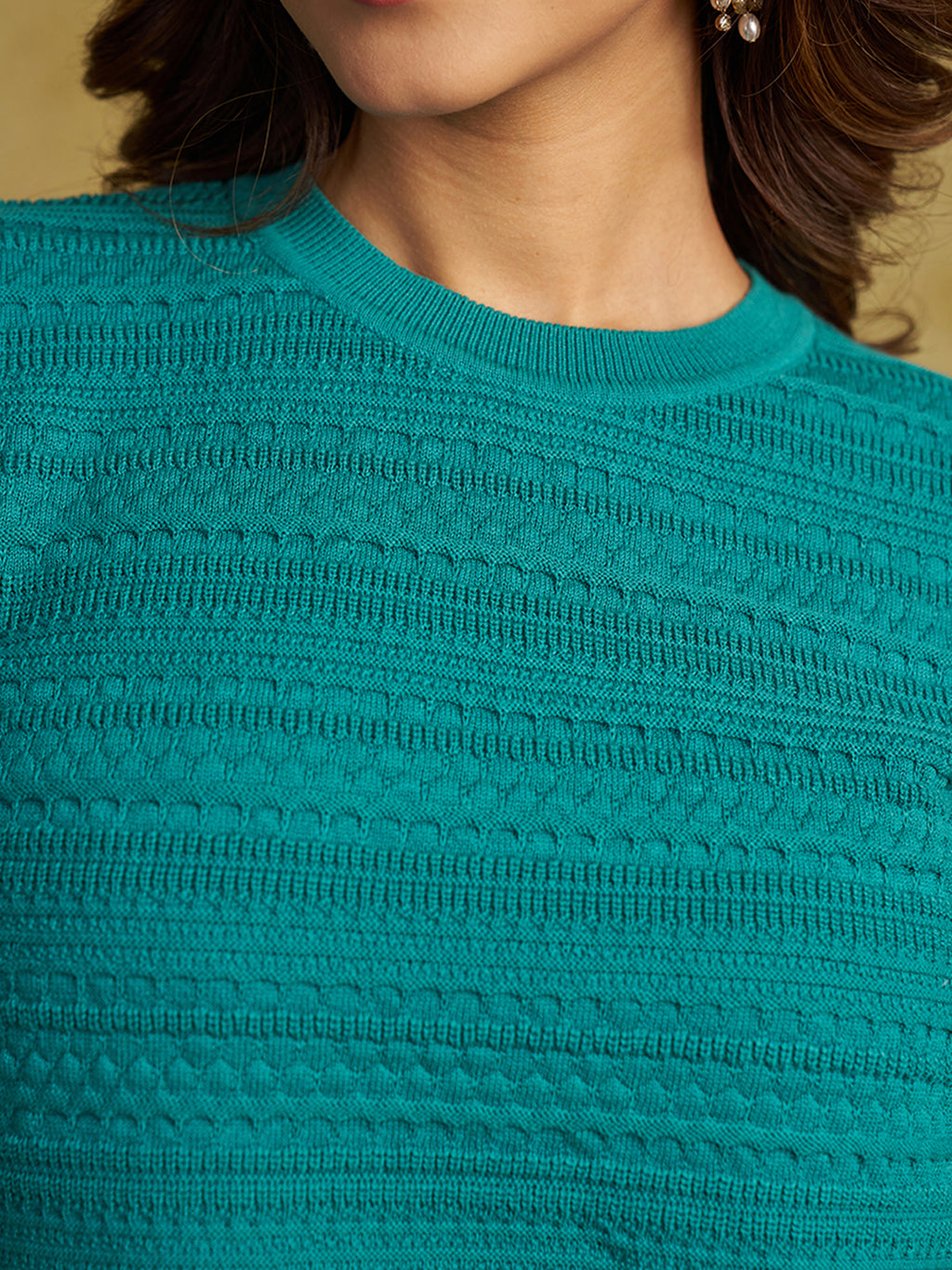 Zummer Women Teal Seamless Knitted Co-Ord Set