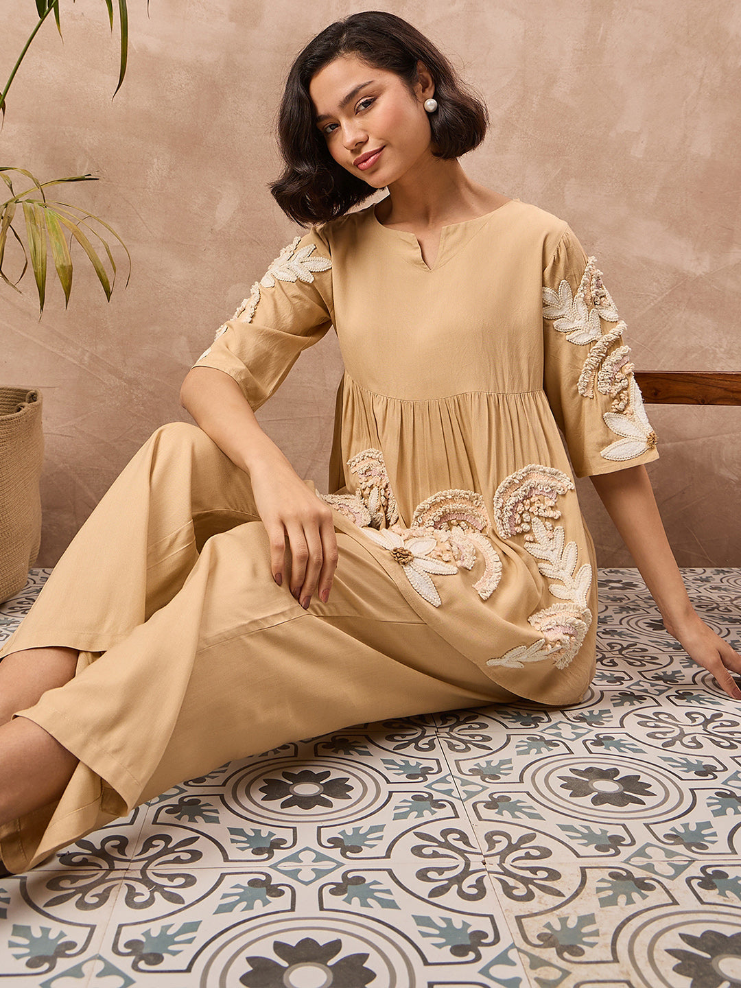 Embroidered Tunic and Trouser Lounge wear