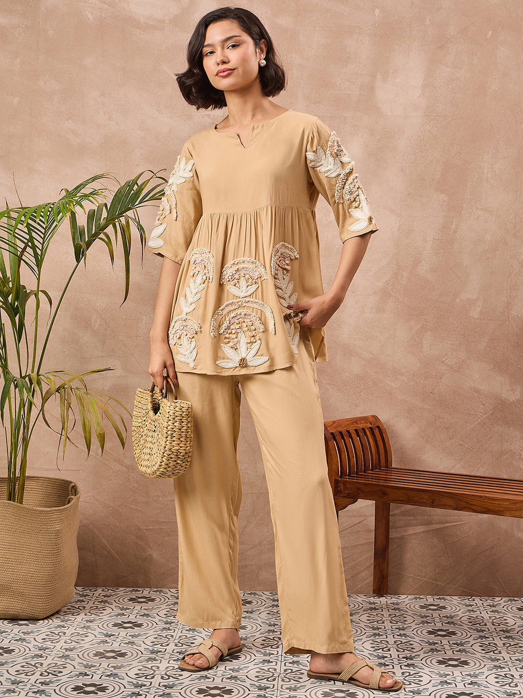 Embroidered Tunic and Trouser Lounge wear