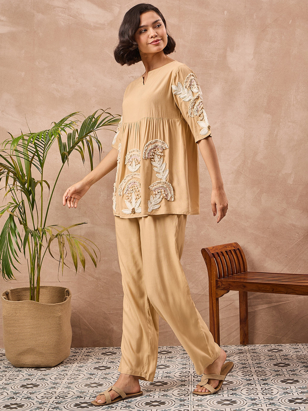 Embroidered Tunic and Trouser Lounge wear