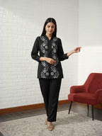 Rayon Black Tunic With TrouserCo-Ords Set