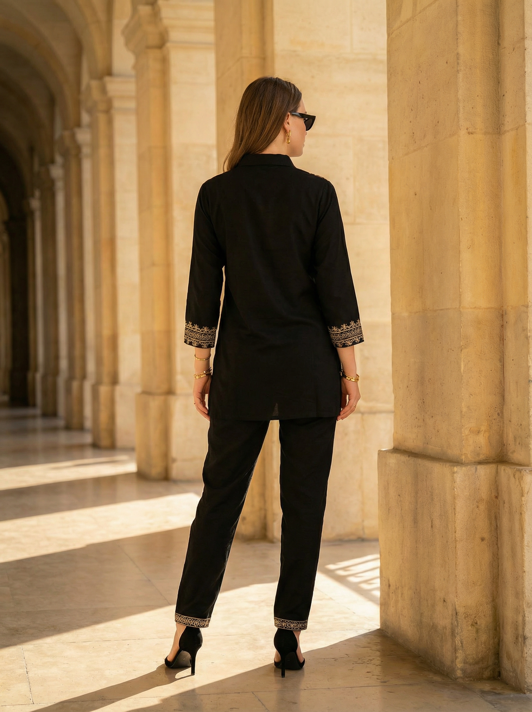 Zummer Women Black Embroidered Rayon Co-Ord Set