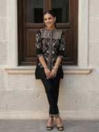 Zummer Women Black Embroidered Pure Cotton Co-Ord Set