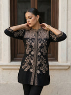 Zummer Women Black Embroidered Pure Cotton Co-Ord Set