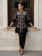 Zummer Women Black Embroidered Pure Cotton Co-Ord Set