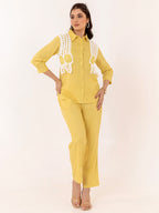 Yellow Embroidered Shirt With Trouser Co-Ords Set