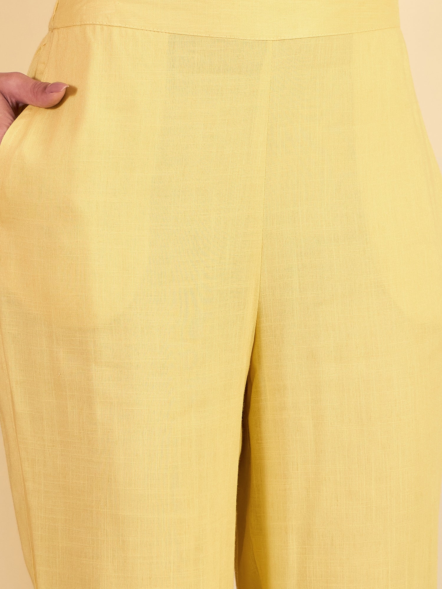 Yellow Embroidered Shirt With Trouser Co-Ords Set