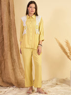 Yellow Embroidered Shirt With Trouser Co-Ords Set