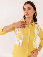 Yellow Embroidered Shirt With Trouser Co-Ords Set