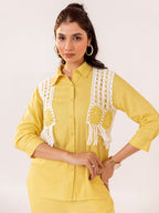 Yellow Embroidered Shirt With Trouser Co-Ords Set