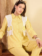 Yellow Embroidered Shirt With Trouser Co-Ords Set