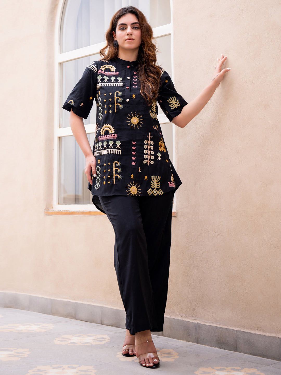 Roma Embroidered Tunic With Trouser Co-Ords Set