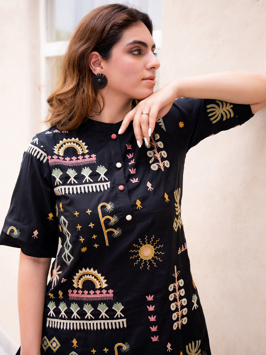 Roma Embroidered Tunic With Trouser Co-Ords Set