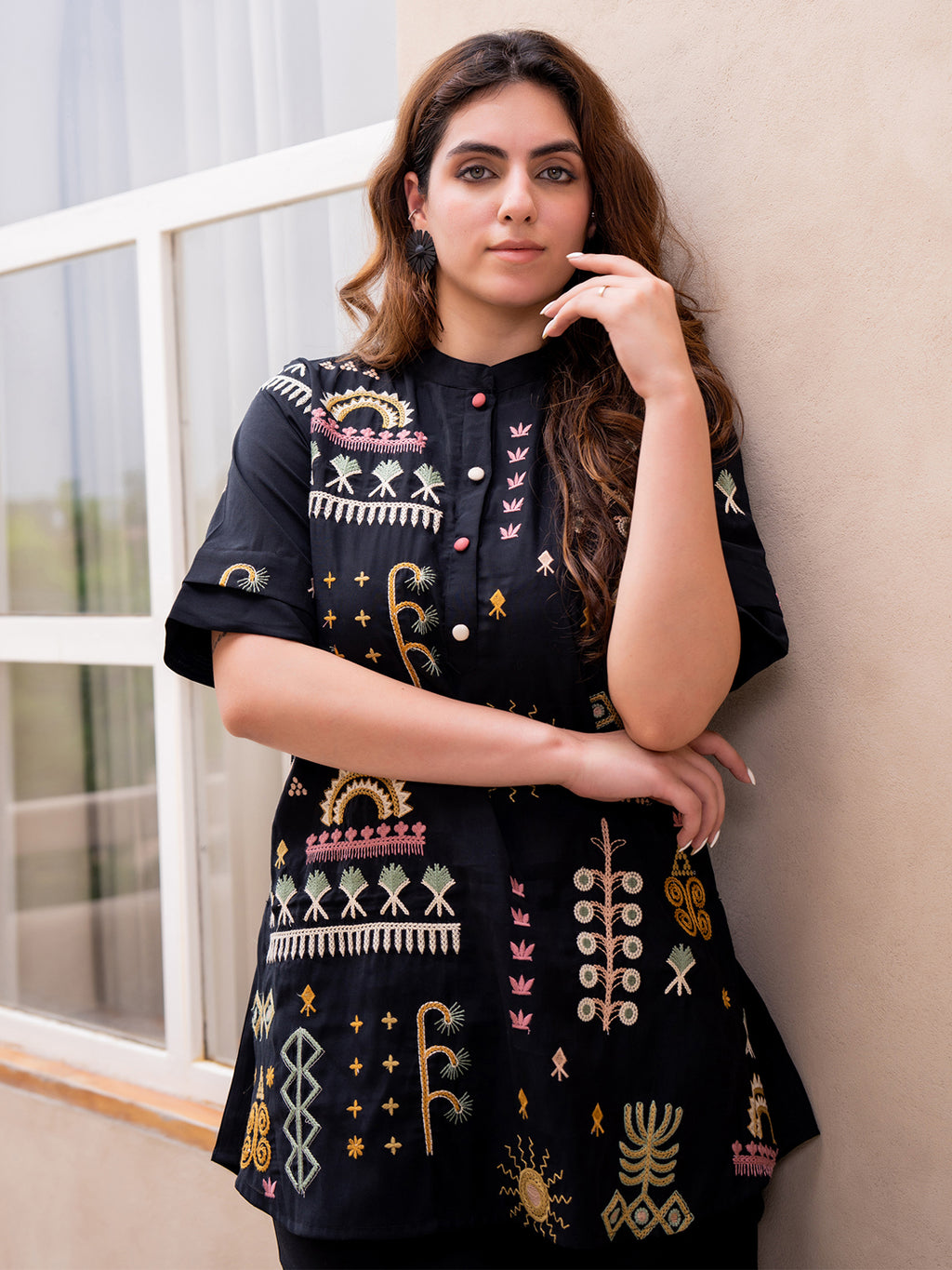 Roma Embroidered Tunic With Trouser Co-Ords Set