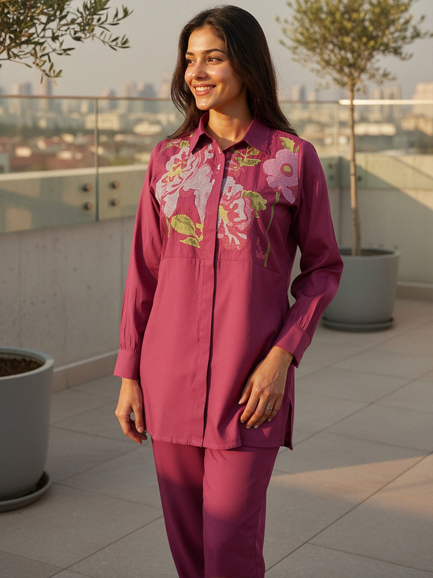 Roma Embroidered Shirt With TrouserCo-Ords Set