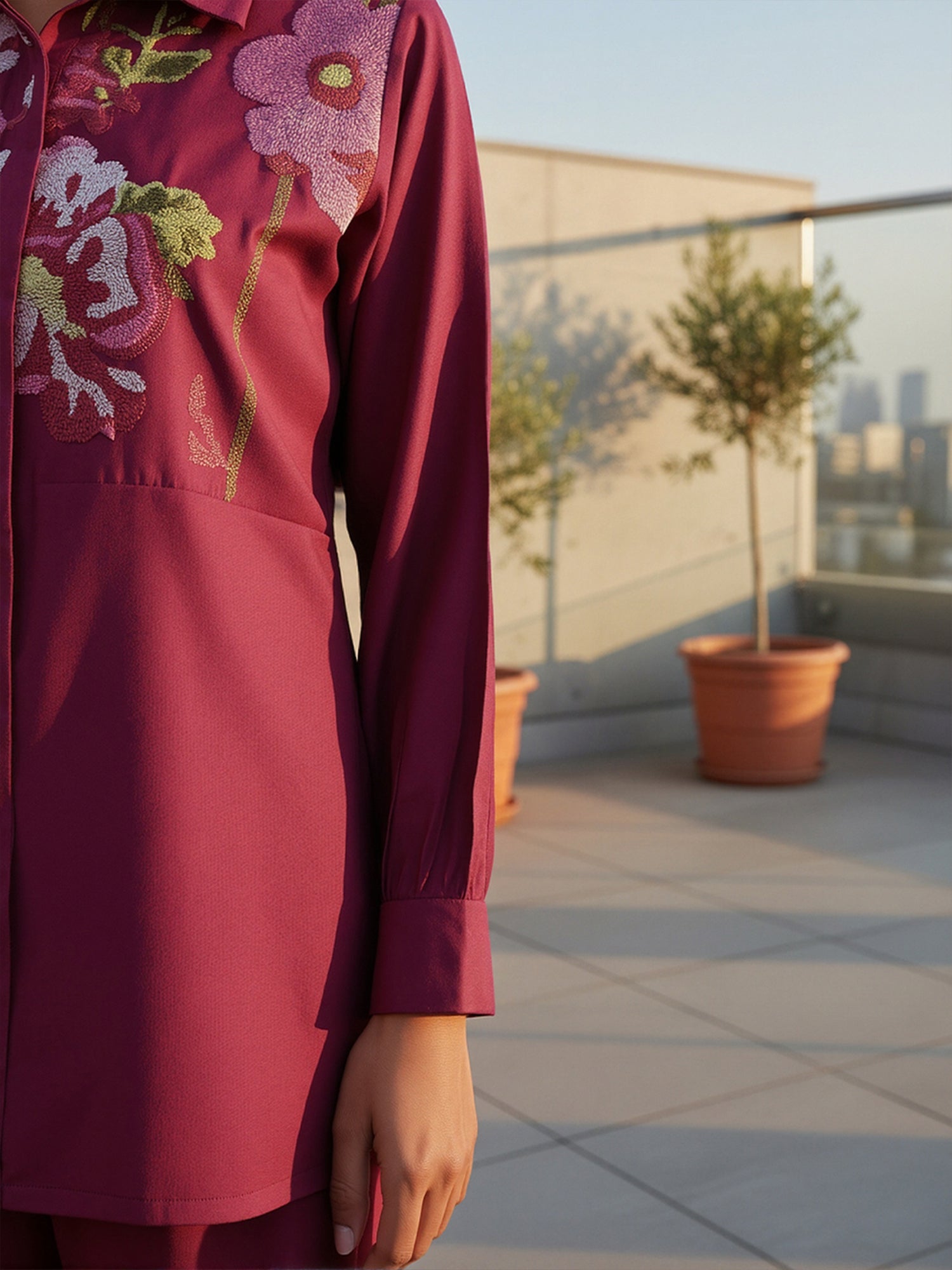 Roma Embroidered Shirt With TrouserCo-Ords Set