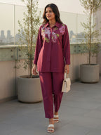 Roma Embroidered Shirt With TrouserCo-Ords Set