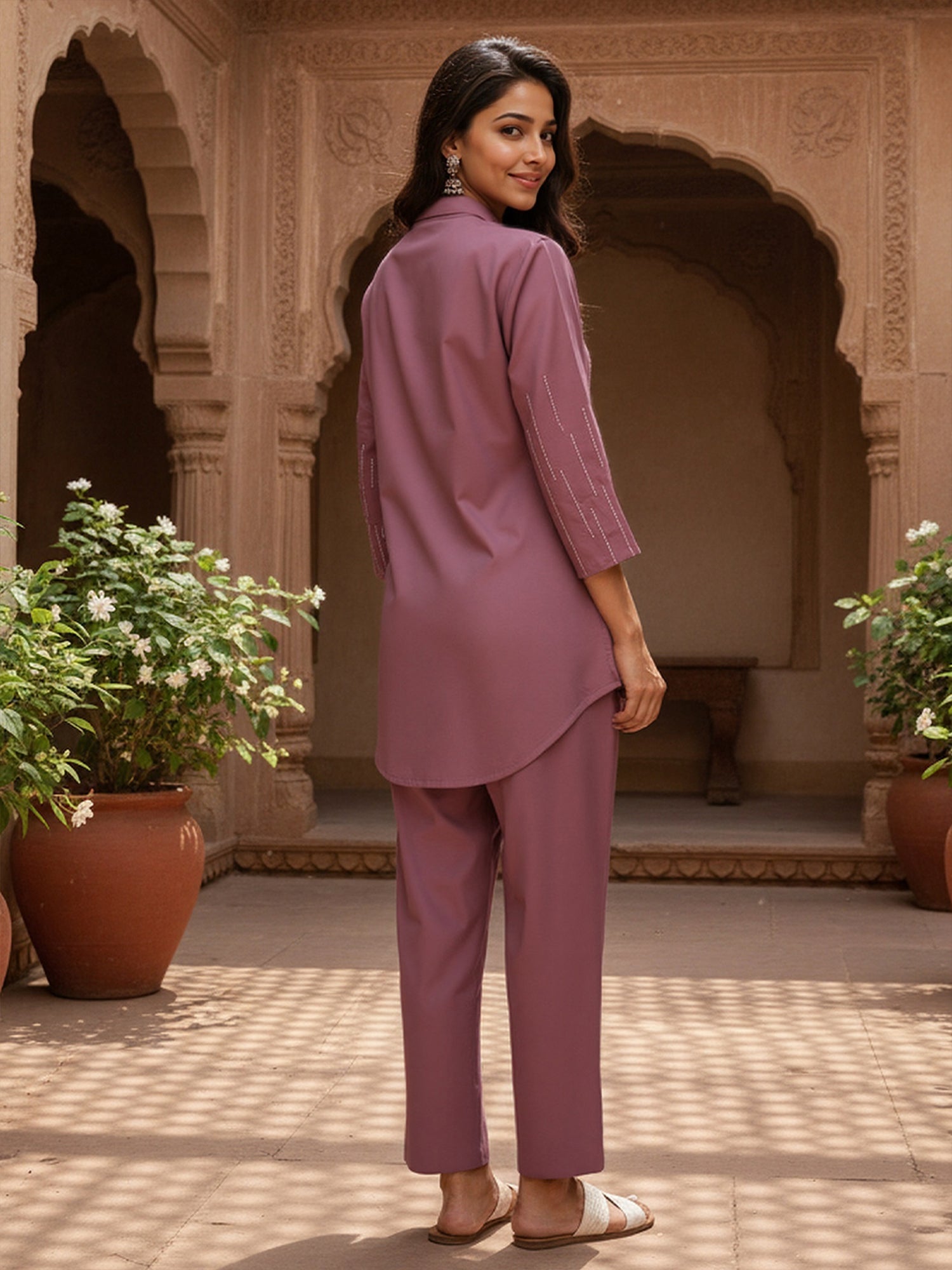 Roma Embroidered Shirt With TrouserCo-Ords Set