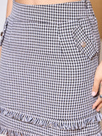 Black & White Houndstooth Blazer With Mini Skirt