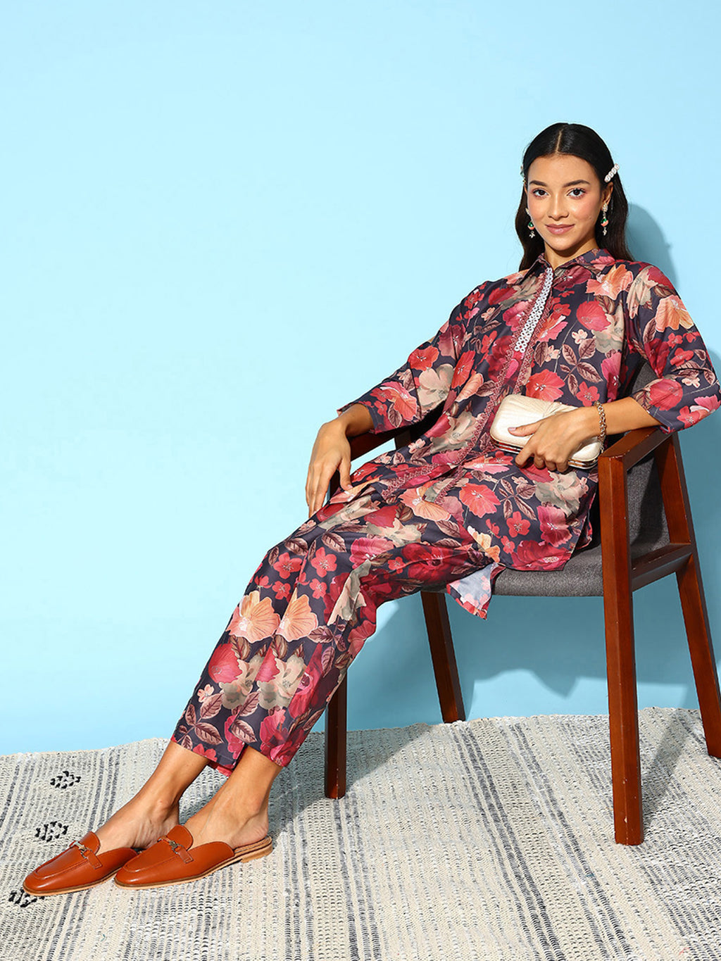 Black Floral Printed Co-Ords Set