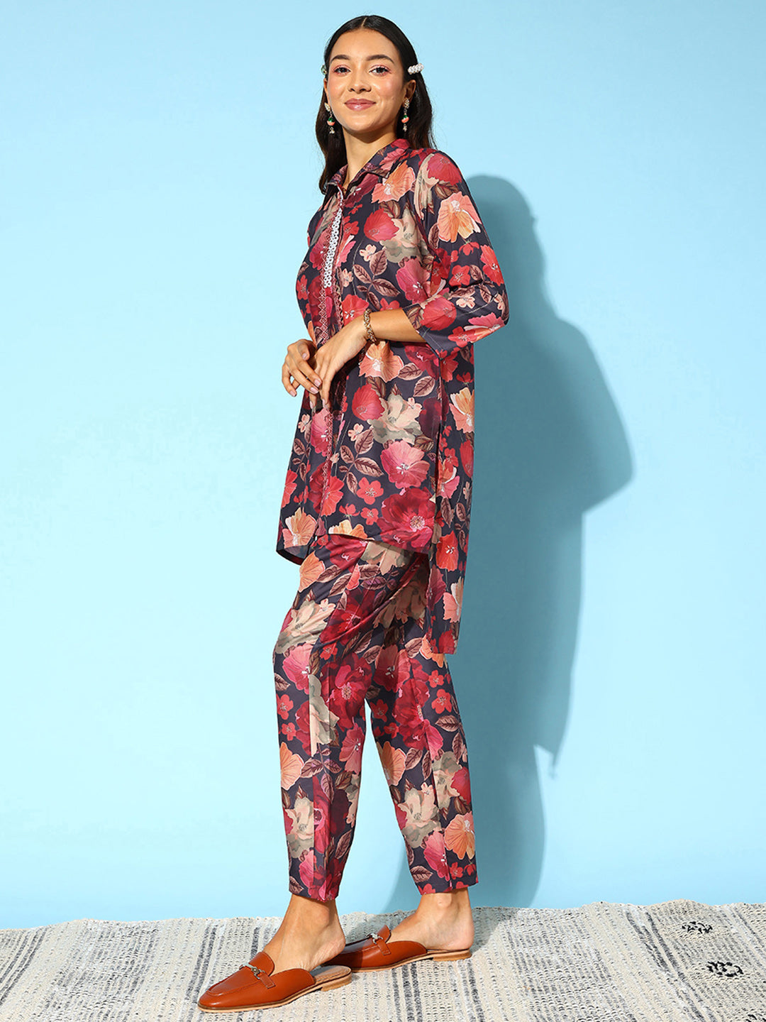 Black Floral Printed Co-Ords Set