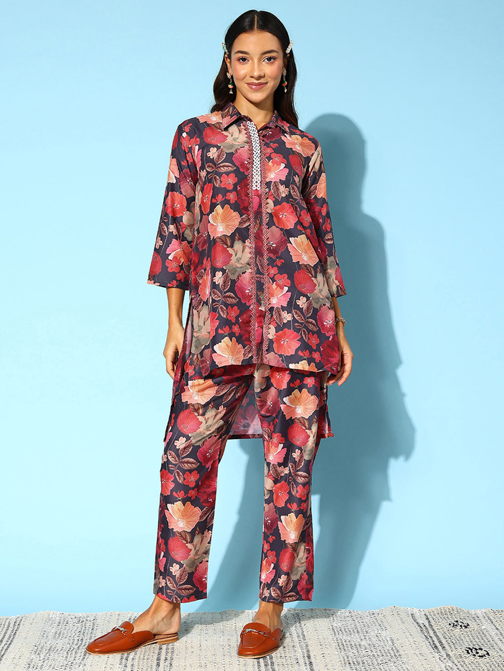 Black Floral Printed Co-Ords Set