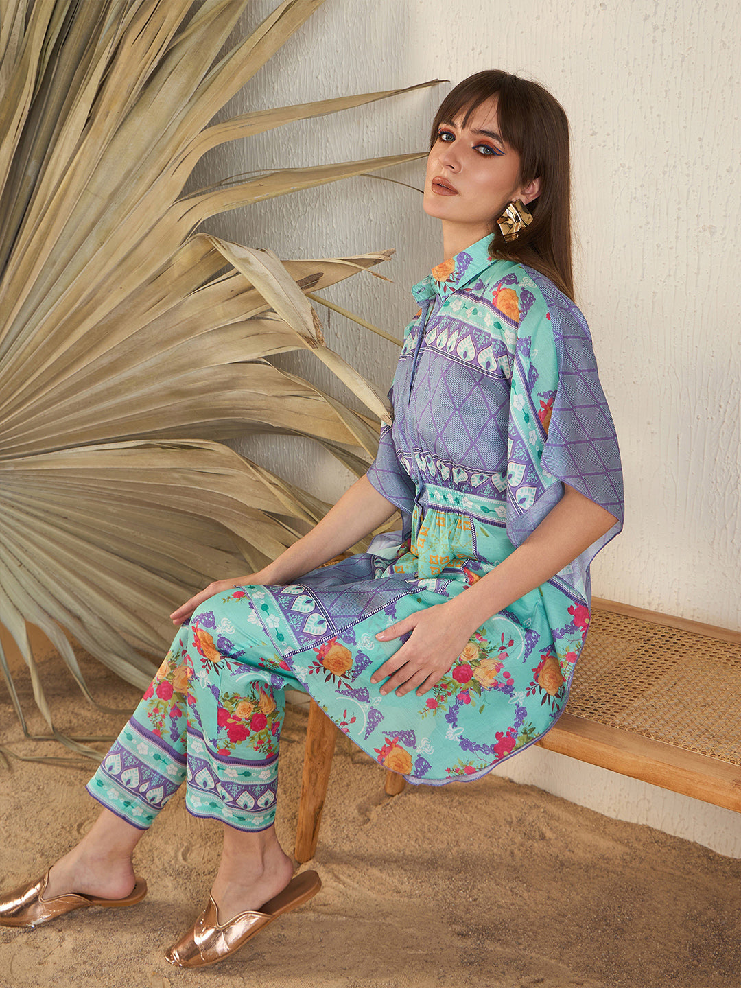 Blue Shirt Collar Co-Ords Set