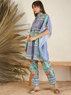 Blue Shirt Collar Co-Ords Set