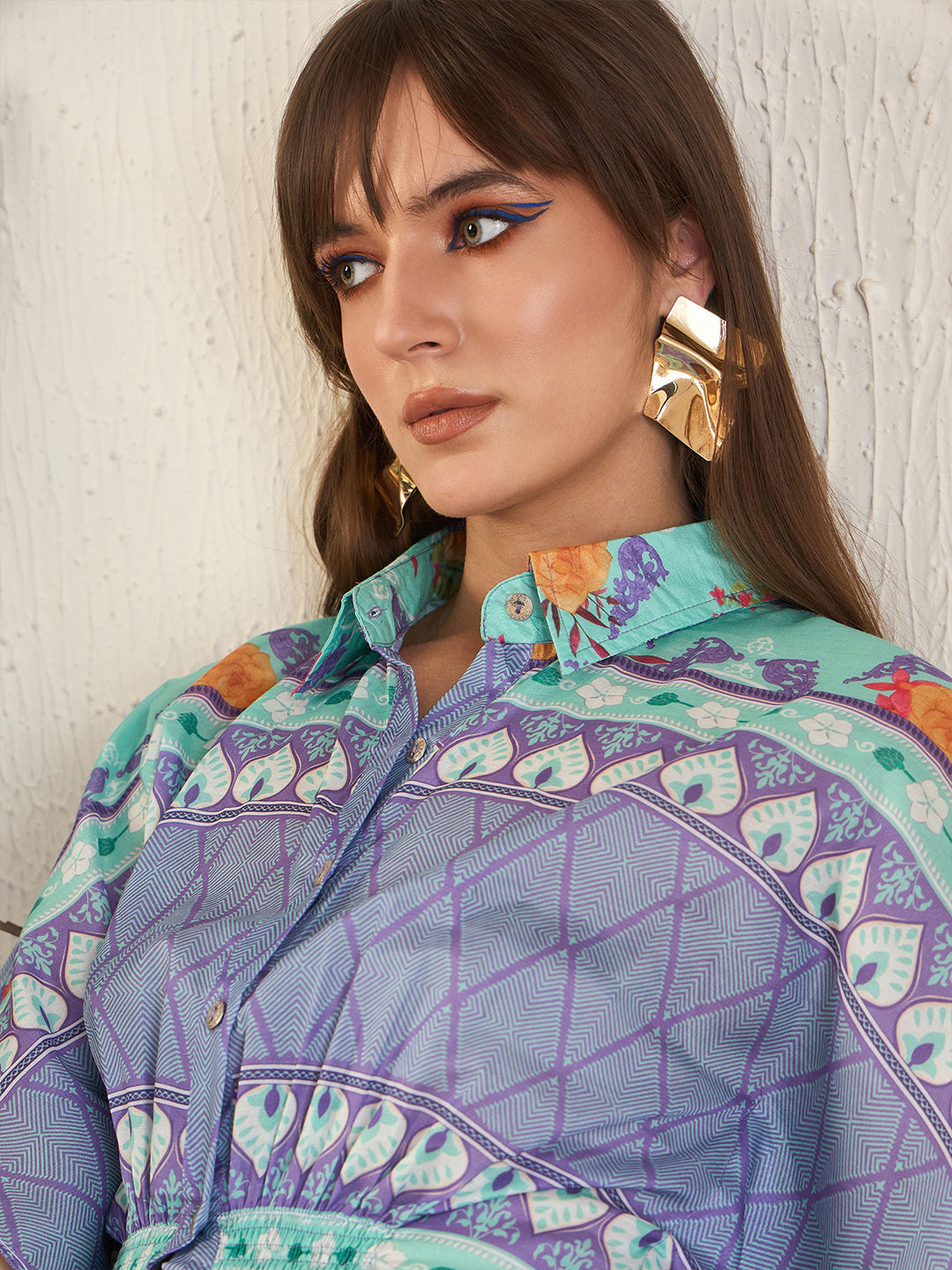 Blue Shirt Collar Co-Ords Set