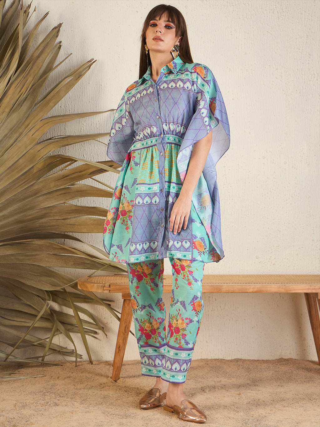 Blue Shirt Collar Co-Ords Set