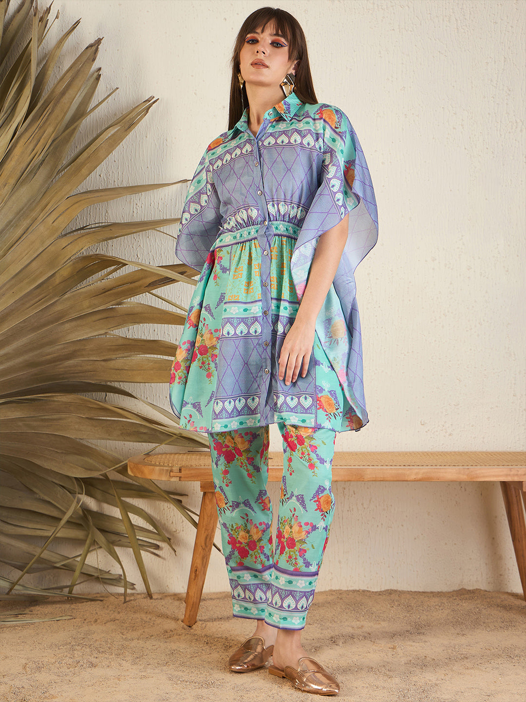 Blue Shirt Collar Co-Ords Set